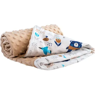 Medi Partners Babydecke Baby Decke Neugeborenen - Kuscheldecke Geschenk Babydecken 75x100cm für Kleinkinder Mädchen Krabbeldecke Kinderbett Kinderwagen 100% Baumwolle (Boho Animals mit beige Minky)