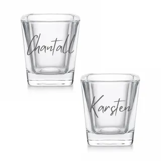 Personalisiertes Schnapsglas mit Gravur – Shot Glass Engraved mit Wunschtext | Schnapsgläser personalisiert | 4cl | Geschenk für Männer & Frauen (2er Set)