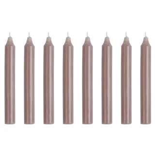 Stab Kerzen 8er Set in rustikalem Design. Farbe ' ALTROSA RUSTIKAL '. Zeitloses Design, 2,2 cm Durchmesser, Höhe 18 cm, ca. 8 Stunden Brennzeit, Hoher Neidfaktor.