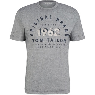 TOM TAILOR Herren T-Shirt mit Print, blau, Print, Gr. S