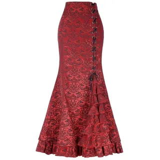 Damen Fischschwanz Rock Vintage Lang Rüschen Meerjungfrau Rock,Damen Sommer Rock Rüschen Bodycon Bleistiftrock Elegant Midi Rock,Frauen Punk Style Rock Vintage Lange Figurbetontes Fishtail Rock