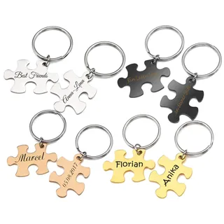 Puzzle Partner-Schlüsselanhänger mit Gravur nach Wunsch 2 Stück Set in 4 Farben (Rose-Gold)