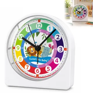 Taechalingo Wecker Kinder,Kinderwecker Junge,Kinderwecker, Analog ohne Ticken Kinder,Lernwecker Mit Lichtfunktion,Zoo Wecker für Junge