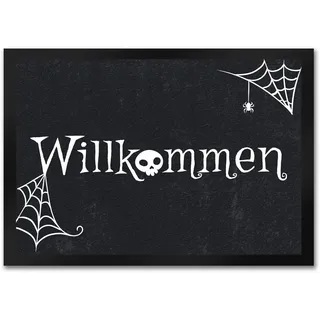 speecheese Willkommen Halloween Fußmatte in 35x50 cm mit grusligen Motiven Totenkopf Kinder Grusel Trick or Treat Allerheilligen Herbst Verkleidung