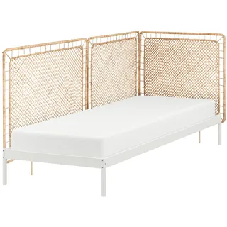 IKEA VEVELSTAD Bettgestell mit 3 Kopfteilen weiß/Tolkning Rattan