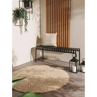 benuta Outdoorteppich Cleo, rund, Höhe: 5 mm, Teppich Wohnzimmer, Schlafzimmer, Esszimmer, Flur, Kunstfaser, Cozy beige|weiß rund | Ø 120 cm x 5 mm