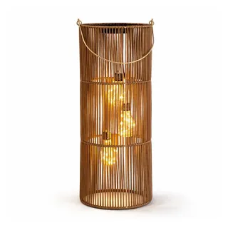 Formano Laterne Rattan 45,0 cm 3 LED Birnen Solar Dämmerungssensor braun