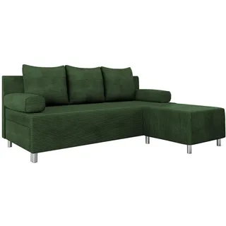 Mirjan24 Schlafsofa, Grün, Kunststoff, 3-Sitzer, L-Form,Rechteckig, 192x80 cm, Wohnzimmer, Sofas & Couches, Wohnlandschaften, Ecksofas