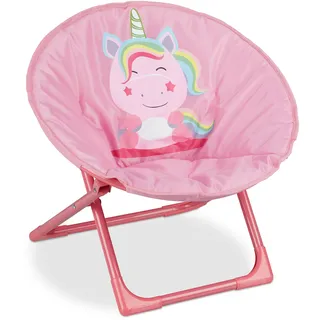 Relaxdays Moonchair Kinder, klappbar & drinnen, Kindersessel, pink