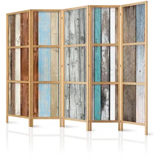 murando - Paravent Raumteiler Holz Botanik Abstrakt, 225x172 cm, 5-teilig | Japanischer Paravent, Asiatisches Design, Mobiler Sichtschutz, Einseitig Bedruckt, Holzrahmen, ideal fürs Wohnzimmer & Büro