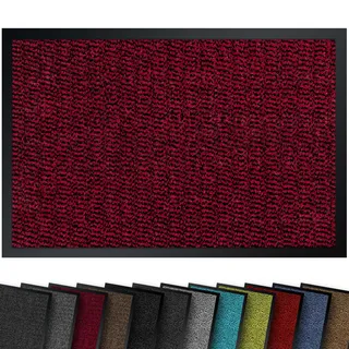 comflor Hochwertige Fußmatte Rot-Schwarz 60x90 groß für Innen & Außen - Schmutzfangmatte rutschfest, waschbar & wetterfest - Fussmatte für Eingangsbereich & Aussenbereich - Läufer Flur dünn
