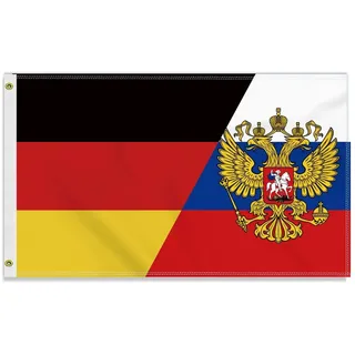 Große 90×150 CM Deutschland Russland Wappen Flagge, großes 150D Deutsch russisch Freundschafts banner,Strapazierfähige Deutschlandfahne Doube-Seitendruck Dekor Messingösen large Russia Coat