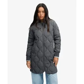 Superdry für Damen. W5012193A Gepolsterte Jacke Long Onion Quilt Liner grau (M), Lässig, Recyceltes Nylon