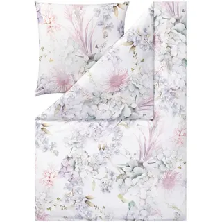 Estella Winter Bloom Floral Baumwolle Silber 155 x 220 cm + 80 x 80 cm