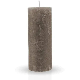 HS Candle Rustikale Stumpenkerze Taupe Ø7cm x 18cm - vers. Farben/Größen - lang Brenndauer Antik Kerze, Duftfreie Altarkerze - Dekokerze
