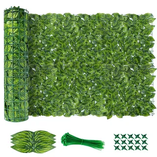 AGJIDSO Künstliche Efeu Hecke Sichtschutz, 100 * 600cm Efeu Sichtschutz, Balkon Sichtschutz Efeu, Sichtschutz Balkon Blätter Sichtschutz Künstliche Hecke