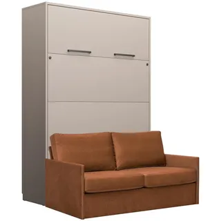 QMM TraumMöbel Schrankbett, Grau, Nussbaum, Holzwerkstoff, Holz, 140x200 cm, Schlafzimmer, Betten, Klappbetten