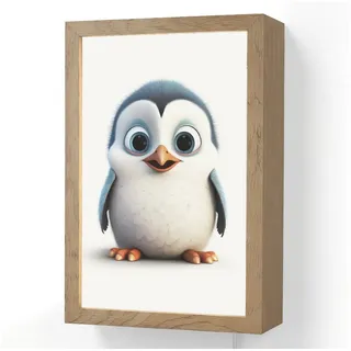 OnlyWow Wandleuchte Lightbox Pinguin - Tiere - Mädchen - Kind - Jungen, Dimmbar, Farbwechsel, LED, Warmweiß, Kaltweiß, Neutralweiß Einstellbar, Wandlampe Innen, Dimmbar, mit Kabel, LED, Beleuchtung, Kinderzimmer 20 cm x 8 cm x 30 cm