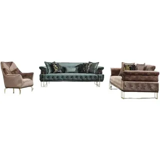 Xlmoebel Polstergarnitur Lounge Wohnlandschaft in edlem Design mit hochwertiger Polsterung, (3-tlg., 2x Sofas / Sessel), Hergestellt in Europa braun