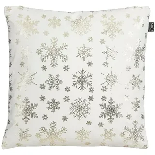 Mica Decorations Dekokissen, Weihnachtskissen 45x45cm Samt mit Schneeflockenmuster Weiß / Gold weiß