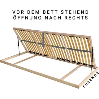 Betten-ABC Madera Lattenrost für Bettkastenfunktion – 7-Zonen, 28 Federleisten, Birkenschichtholz Größe: 80 x 200 cm, Farbe Öffnung nach Rechts