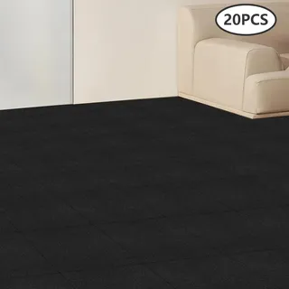 20 Stück Teppichfliesen Selbstklebend, 50x50cm Bodenbelag Selbstklebend Gewerbe Teppichboden Für Hause Büro (schwarz)