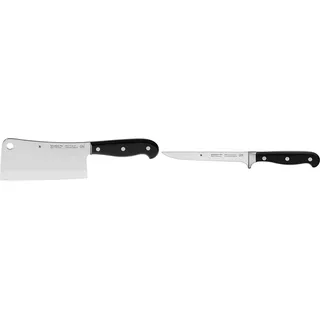 WMF Spitzenklasse Plus Chinesisches Hackmesser 27,5 cm, Kunststoff-Griff vernietet, Klinge 15 cm & Spitzenklasse Plus Ausbeinmesser 28 cm, Spezialklingenstahl, Kunststoff-Griff vernietet, 15,5 cm