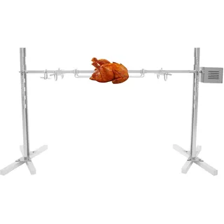 Mermajestic Rostfreier Stahl Elektrische Grillrost 360°Drehung Schaschlikgrill mit Motor Belastbarkeit 40 kg 5-stufige Höhenverstellung 30 Personen Grillen kann für Lagerfeuer, Camping und Garten