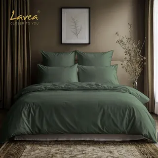 LAVEA Bettbezug Baumwolle Olivgrün 200 x 220 cm