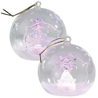 Lunartec Weihnachtskugeln: Mundgeblasene LED-Glas-Ornamente in Kugelform, 2er-Set (Glaskugeln Weihnachtsbaum, Glaskugel Weihnachtsbaum, Weihnachtsbaumkerzen)