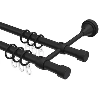 GARDINENSTANGE Primus Lucan 260 cm (geteilt in 2 x 130 cm), 2-läufig, 16 mm Ø Schwarz