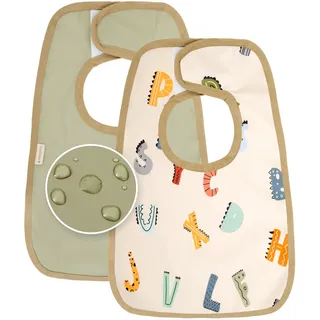 MIMUSELINA | 2er-Pack Baby Lätzchen Wasserdicht | Lätzchen Baby für Kleinkind & Kita | Frottee Lätzchen Baby Waschbar und Leicht | Perfekt für den Alltag