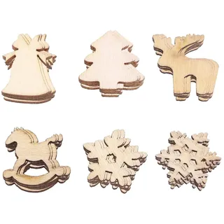 Amosfun 200 Stücke Weihnachten Streudeko Tischdeko Schneeflocke Konfetti Holz Weihnachtsschmuck Christbaumschmuck Baumschmuck Holzscheiben Weihnachtsbaum Deko