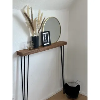 LosBudos Konsolentisch mit Haarnadelbeinen (mit leichte Waldkante) (Rot - Braun/A, Länge: 80cm / Breite: 15cm / Höhe: 91cm)