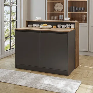 roomart Kücheninsel Cortado 120 x 100 x 80 cm Anthrazit/Eiche