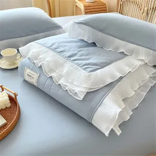 Odot Steppdecke Tagesdecke Einfarbig Gesteppte Bettüberwurf für Doppelbett Einzelbett Kinder Nordisch Bettdecke Stepp Decke Tagesdecken Wohndecke Alle Jahreszeiten (200x230cm,Hellblau)