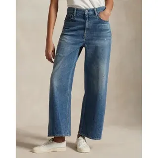 Polo Ralph Lauren für Damen. 211969377001 Blaue Jeans mit weitem Bein und hoher Leibhöhe (27/32), Lässig, Baumwolle, Denim