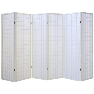 Homestyle4u Paravent Holz Paravent Raumteiler Trennwand Shoji in weiß Spanische Wand Sichts, 6-teilig weiß 264 cm x 175 cm