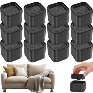 24 Stück Möbelerhöhung Betterhöhung Stapelbar Möbelerhöhungen Tischerhöher rutschfest Sofaerhöher für Tisch Stuhl Sofa Schwarz(24)