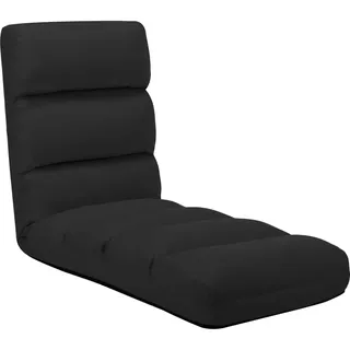 vidaXL Bodenstuhl Faltbar Schlafsessel Sessel Sofastuhl Lounge Bodensessel Liege Bodenkissen Sitzkissen mit Rückenlehne Schwarz Kunstleder