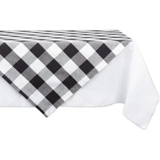 DII Buffalo Check Collection Klassische Tischdecke mit Bauernhaus-Motiv, Baumwolle, schwarz/weiß, 40" x 40" (Square)
