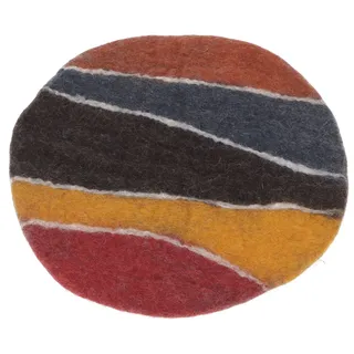 Guru-Shop Meditationskissen Filz Stuhlauflage, Boho Sitzkissen,.. braun|bunt