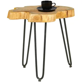 Landscape Beistelltisch, Schwarz, Akazie, Holz, Metall, Akazie, vollmassiv, Holz, Freiform, Haarnadel, 40x45x40 cm, Wohnzimmer, Wohnzimmertische, Beistelltische, Beistelltische Metall