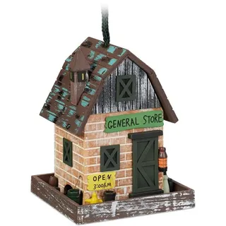 Famanu Vogelhaus Hängend aus Holz, dekorativ mit Klappdach - bunt