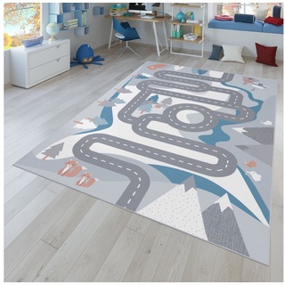 Kinderteppich Kinderteppich Spielteppich Für Kinderzimmer Straßen-Motiv, TT Home, quadratisch, Höhe: 4 mm beige