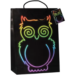 alles-meine.de GmbH 1 Stück Geschenkbeutel/Geschenktasche - Bunte Eule Groß - 35 cm ! zum Geburtstag & z.B. Schulanfang - Geschenktüte/Geschenkverpackung - Verpacku..
