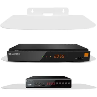 Massives Metall Wandregal mit Halterung für TV/SAT-Receiver, WLAN-Router, Switch, Konsole, DVD-Player, Blu-ray-Player, Weiß - Weiß
