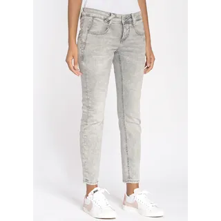 Skinny-fit-Jeans GANG "94NELE X-CROPPED" Gr. 28 (36), N-Gr, grau (grey moon) Damen Jeans Röhrenjeans mit seitlichen Dreieckseinsätzen für eine tolle Silhouette