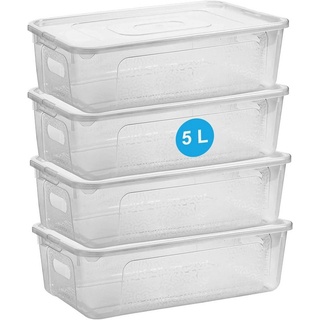 Centi Aufbewahrungsbox 4er Set – 5 Liter Plastikbox mit Deckel, Robuste Kunststoff-Box (34 cm x 20 cm x 10 cm), Kisten Aufbewahrung mit Deckel – Platzsparende + Stabile Lösung weiß