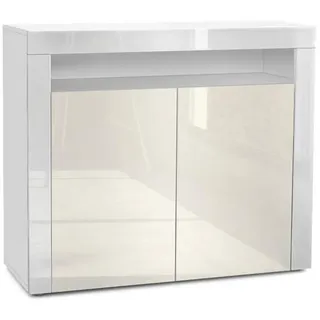 Vladon Valencia 108 x 92 x 40 cm Weiß matt/Creme Hochglanz/Weiß Hochglanz